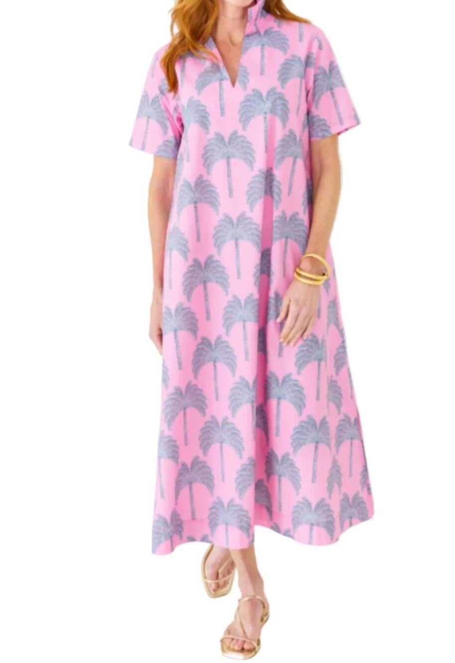 NEW CARYN LAWN women's georgia dress in pink palm